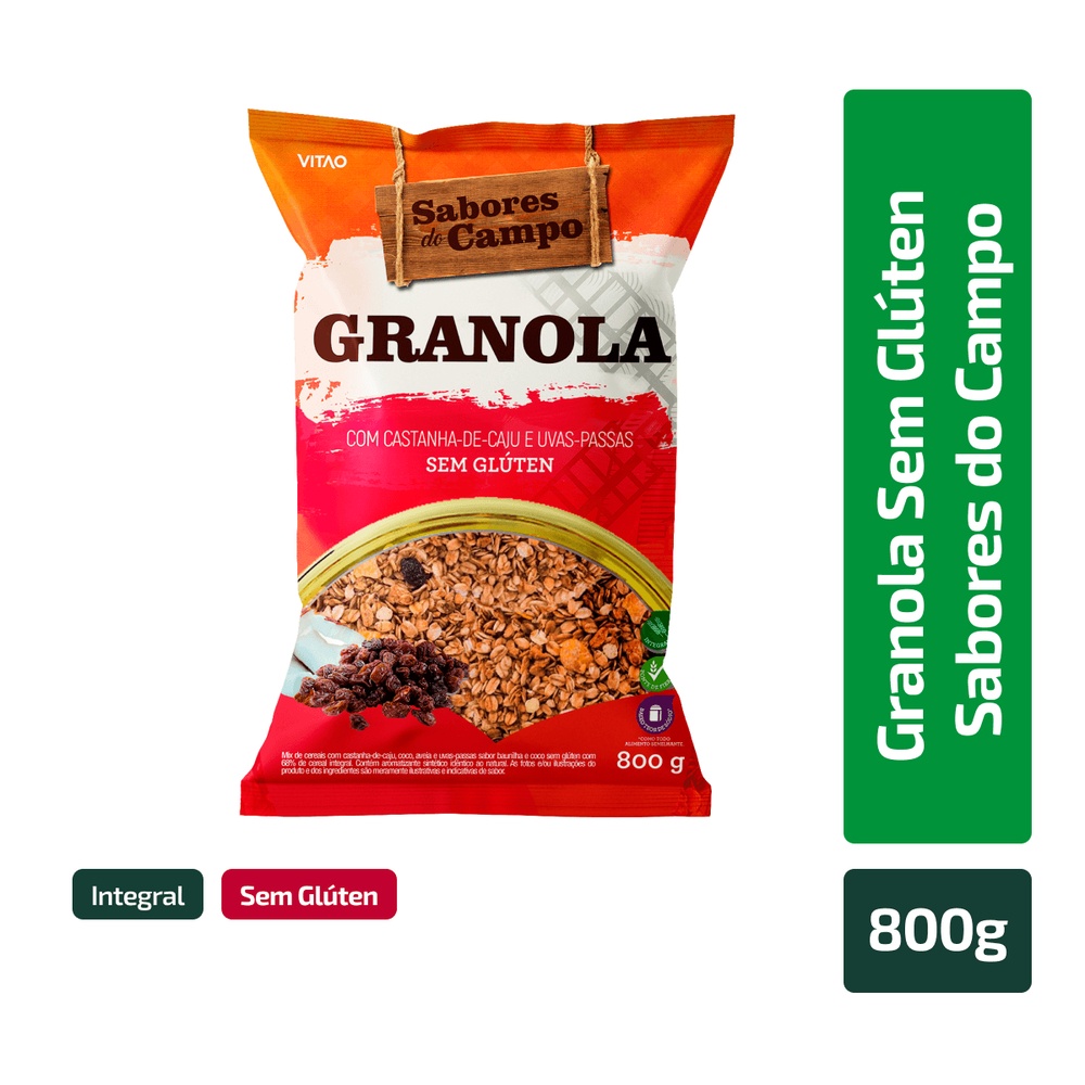 Granola Tradicional Sem Glúten Sabores Do Campo 800G - Food & Beverages
