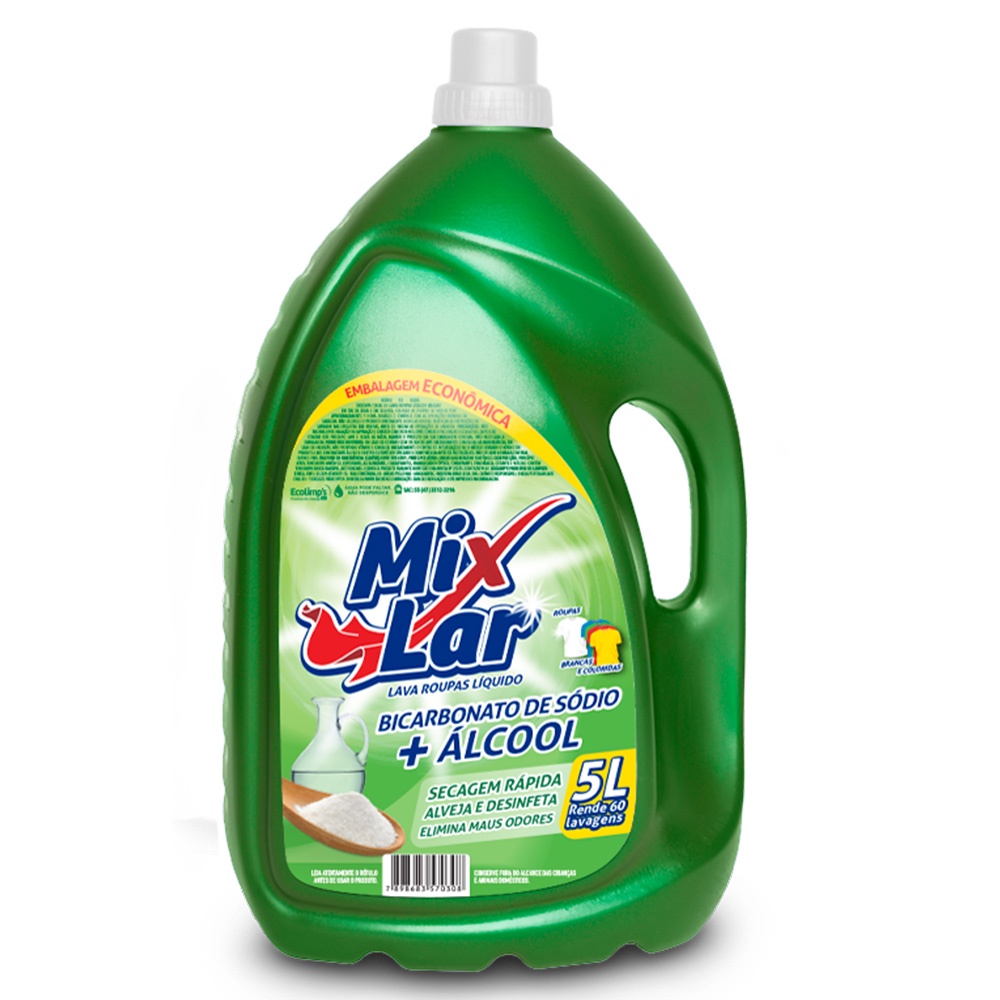 Lava Roupas Concentrado com Bicarbonato de Sódio Mix Lar - 5 Litros em Oferta na Shopee