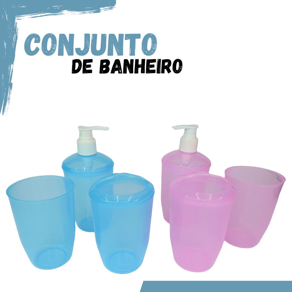 Kit para banheiro com porta escova de dente, porta sabão Líquido e porta pincéis de maquiagem