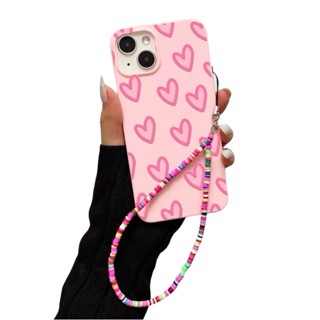 Capa Capinha Para Celular Apple Com Cordinha Miçangas iPhone 15 14 13 12 11 Xr 7 8 Plus Xs 15 Pro Max Silicone Flexível Feminina Alta Proteção do telefone impacto