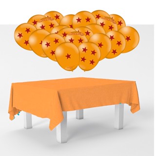 Kit festa Dragon ball Decoração Toalha Laranja + 25 balões em Oferta na Shopee