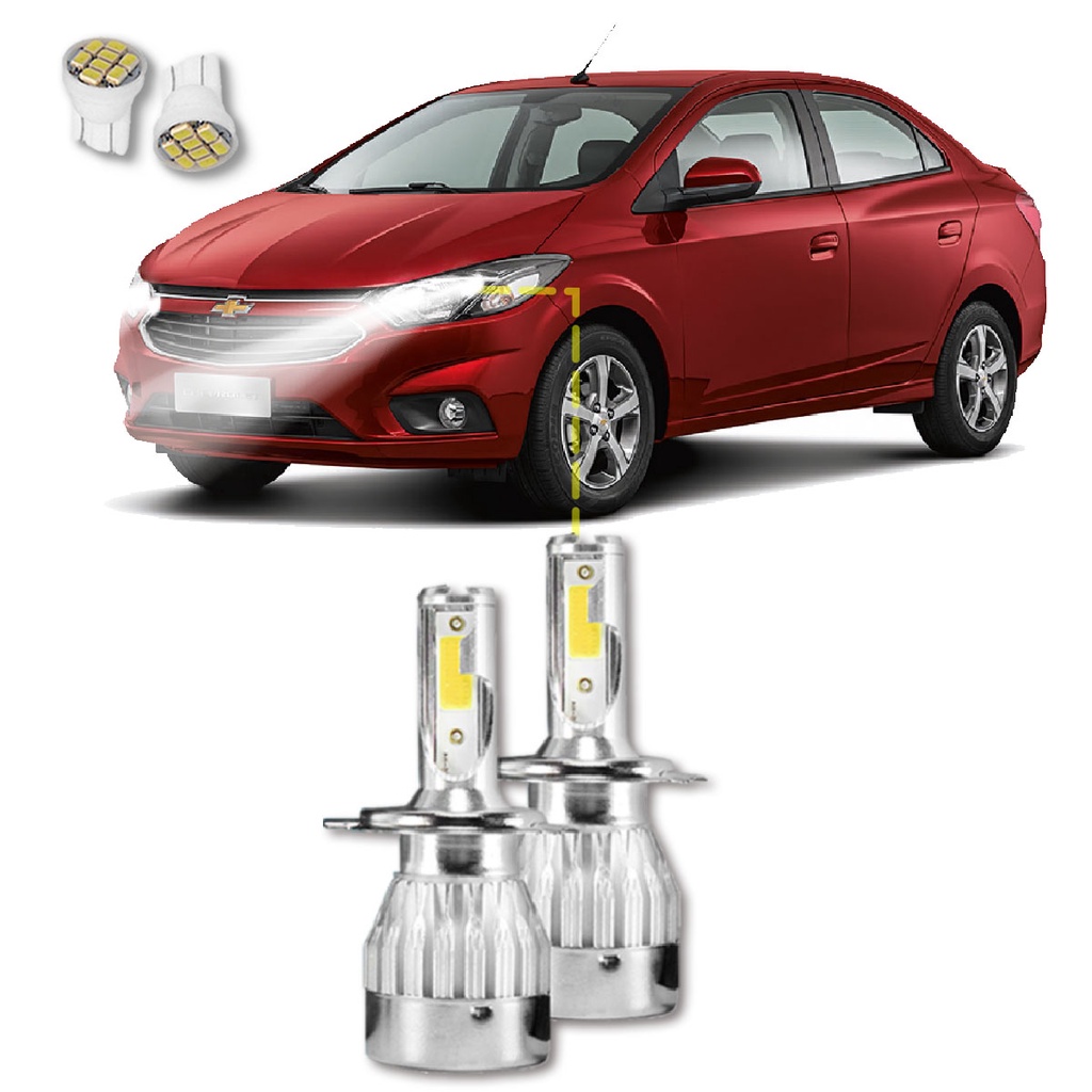 Kit Ultra LED Chevrolet Prisma 2007/2019 20000 Lúmens 6500K em Oferta na Shopee