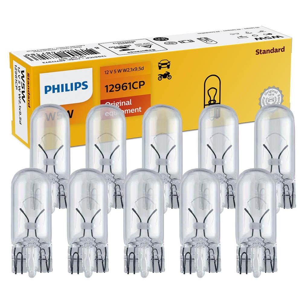 10 Lâmpada Philips Esmagada 12961cp W5w 12v W2.1x9.5d em Oferta na Shopee