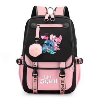 Disney Lilo stitch meninas mochilas adolescente USB carregamento laptop mochila mulheres homens mochila viagem bag mochila bfjk