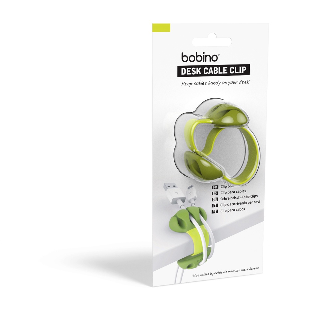 Bobino Desk Cable Clip Original Suporte 3 Fios Carregador de Celular p/ Borda de Mesa Vermelho
