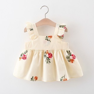 Vestido De Bebê Recém-Nascido De Algodão Para Bordado Flor