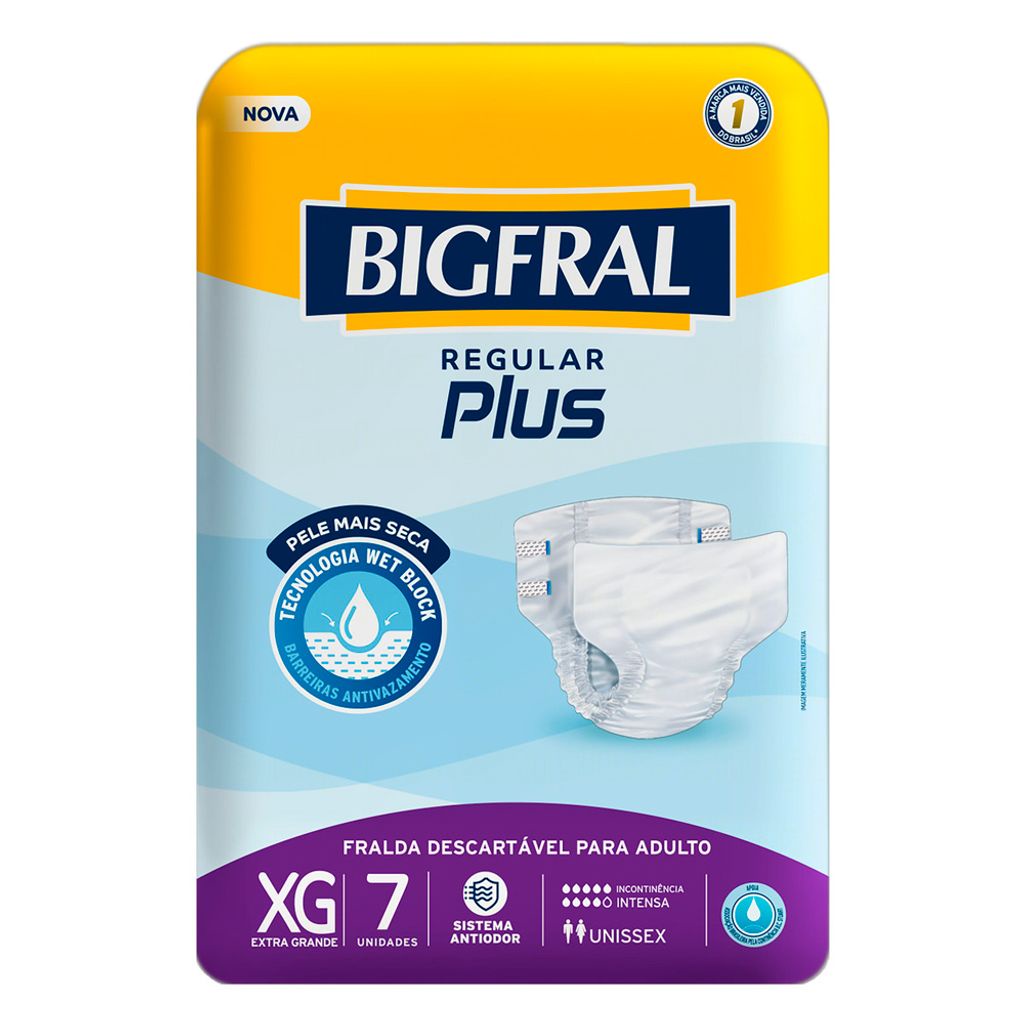 Fralda Geriátrica Bigfral Regular Plus Tamanho XG com 7 Unidades