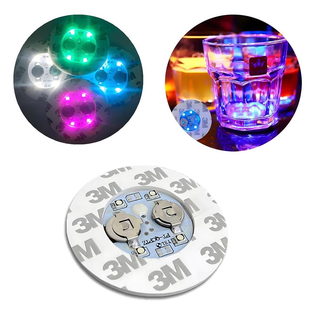 Kit 5 Apoio Porta Copo Garrafa Bolacha Com Led Pisca Adesiva