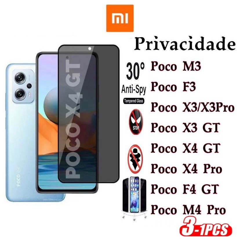 Película Privacidade 3D Anti Spy XIAOMI REDMI POCO M3 F3 X3 X3PRO X3GT X4GT X4PR