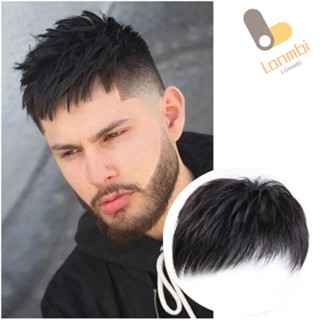 LONMBI Peruca De Cabelo Humano Grosso , Substituição Respirável Protética Para Homens , Com Em Torno De Calvície Testa