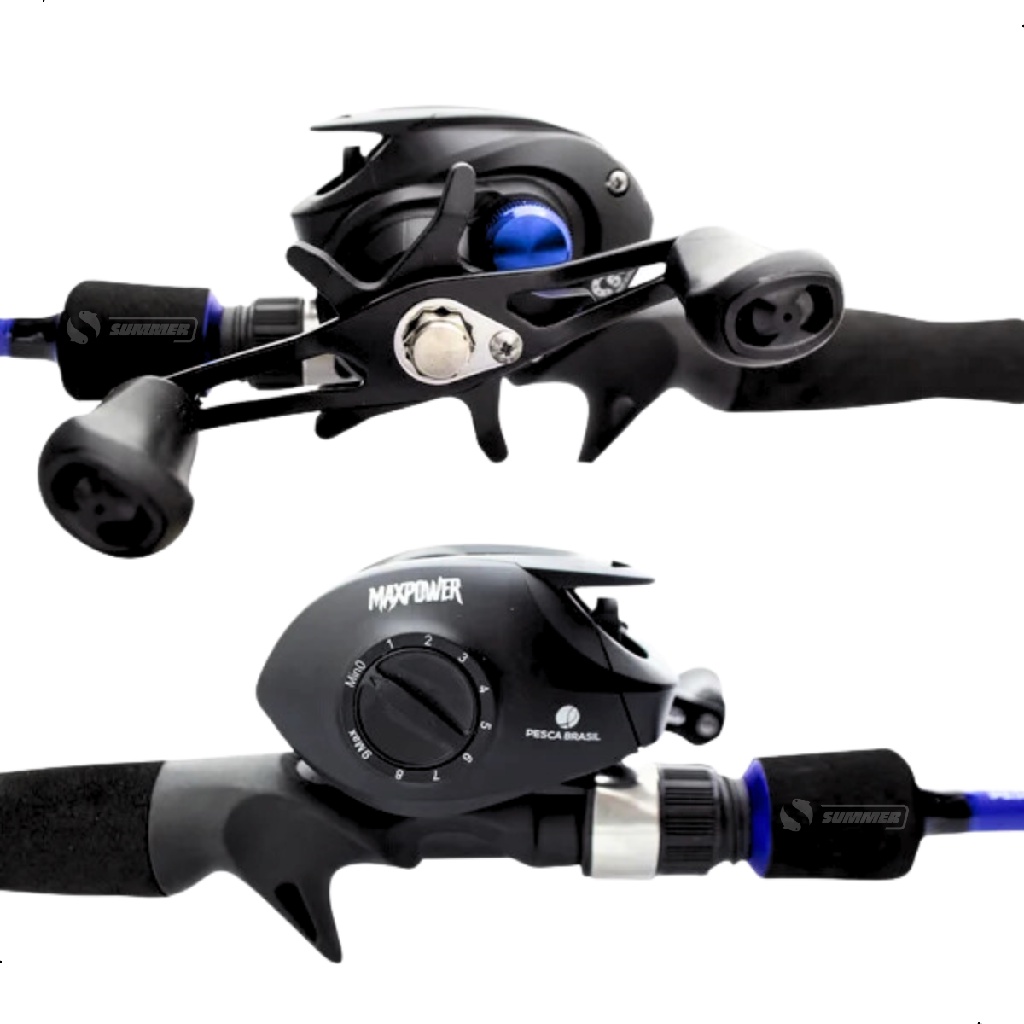 Kit Carretilha 6Rol. MaxPower + Vara Carbono 1,80m 17lbs Pesca Brasil