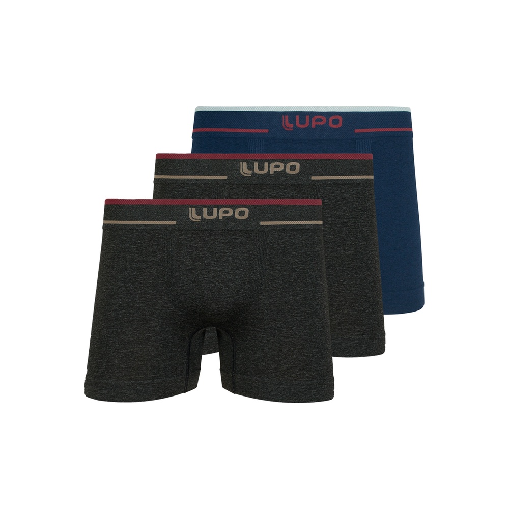 Kit com 3 Cuecas Boxer Lupo 733-004 Colorido
