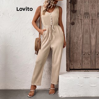 Lovito Macacões Casuais Com Cinto Liso Para Mulheres LNL35020 (Damasco)
