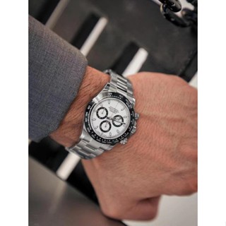 Boa qualidade de alta qualidade luxo relógio mecânico automático todo o trabalho 40mm mostrador de aço inoxidável completo arco-íris diamante pulseira masculina natação