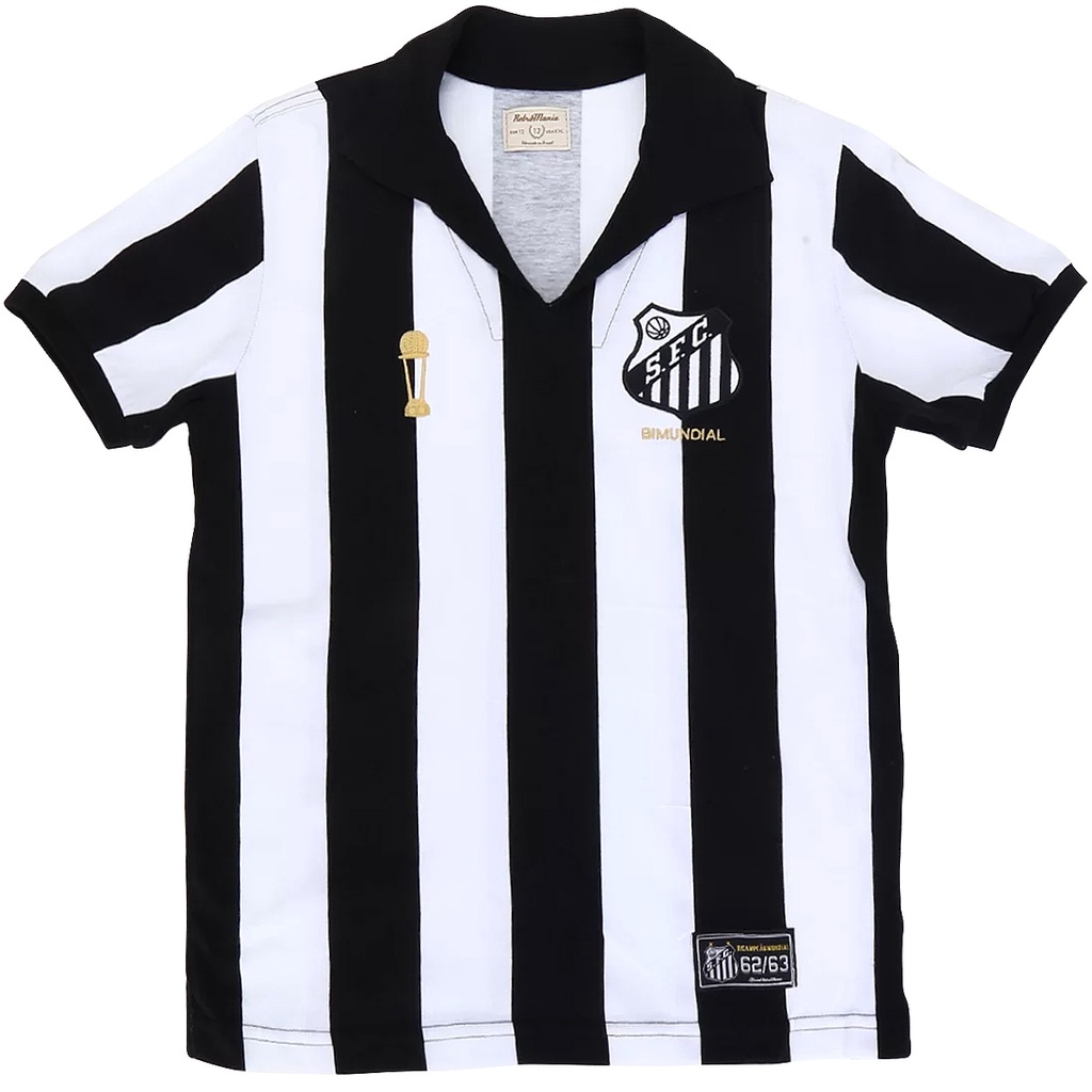 Camisa Santos Bi Mundial Retrô Listrada 62/63 Juvenil Oficial em Oferta na Shopee