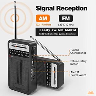Rádio FM AM portátil - alto-falante, recepção de longo alcance - Goodes