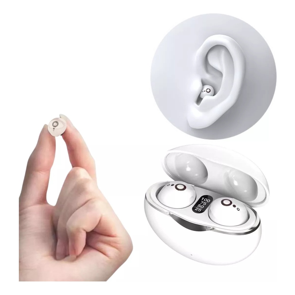 Fones de Ouvido Sem Fio Invisíveis Bluetooth 5.3 Cor Branca Fone de Ouvido Estéreo Invisíveis Melhor Dormir — R$ 99,00 em Shopee