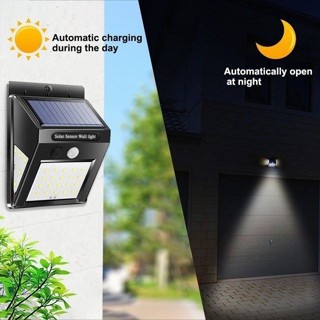 Luminária Energia Solar Parede 30 Leds Com Sensor de Presença