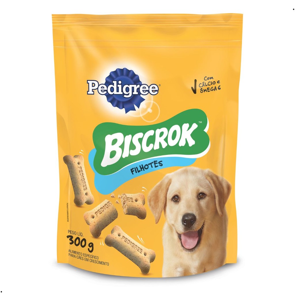 Biscoito Pedigree Biscrok Cães Filhotes 300g Todas as Raças Petisco Snack Alimento Crocante Ômega 6 em Oferta na Shopee