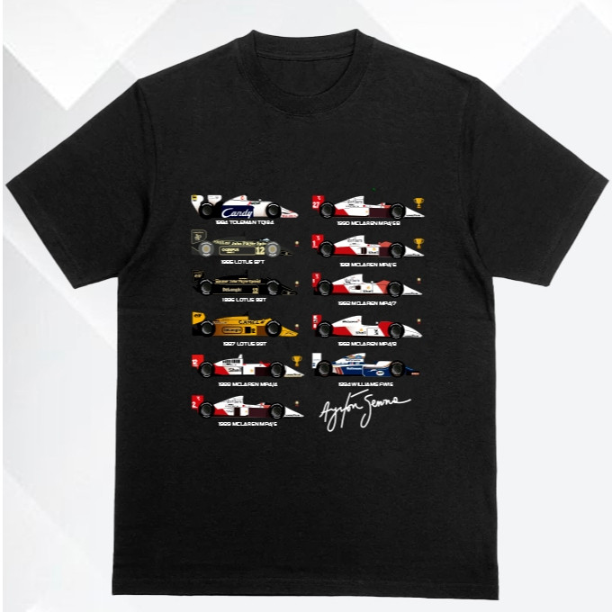 Camiseta Masculina Algodão Ayrton Senna Carreira Carros Formula 1 F1 Esportes Envio 24hrs