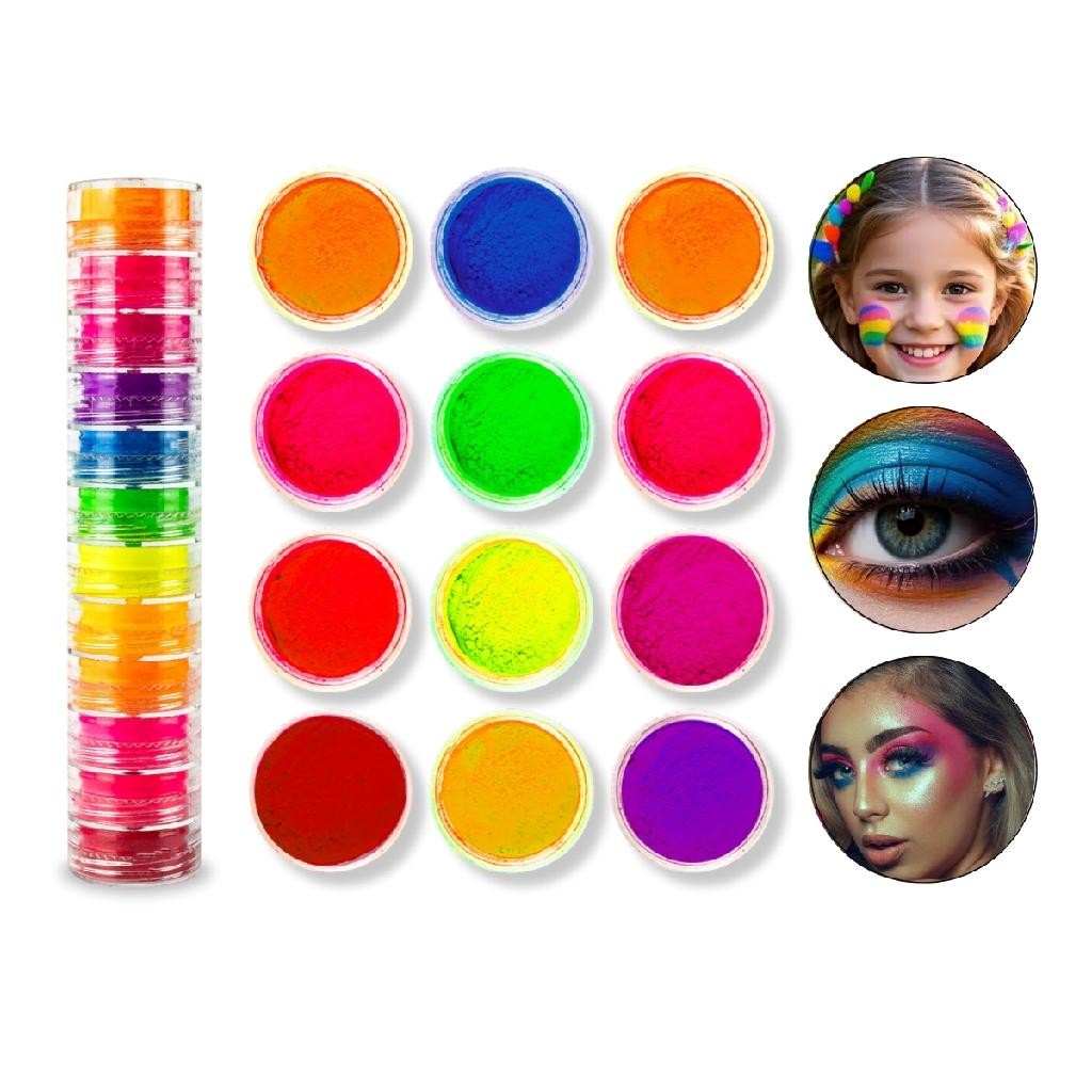 Torre 12 Sombras Olhos Maquiagem Pigmento Cores Vivas Fortes Carnaval Make Artística Infantil Adulto Olhos
