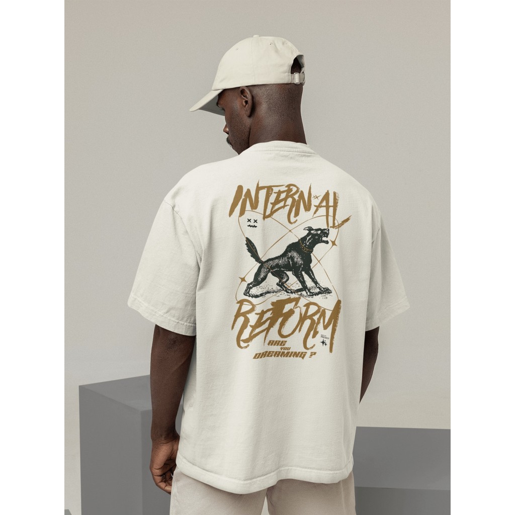 Camisa Camiseta Oversized Gola Alta Streetwear Masculino e Feminino 100% Algodão Preto e Off Whte Estampado - ESTAMPADO