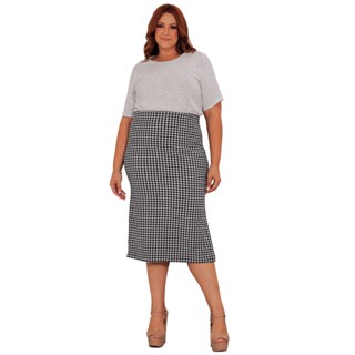 Saia Midi Plus Size Fenda Lateral Lia Rosa