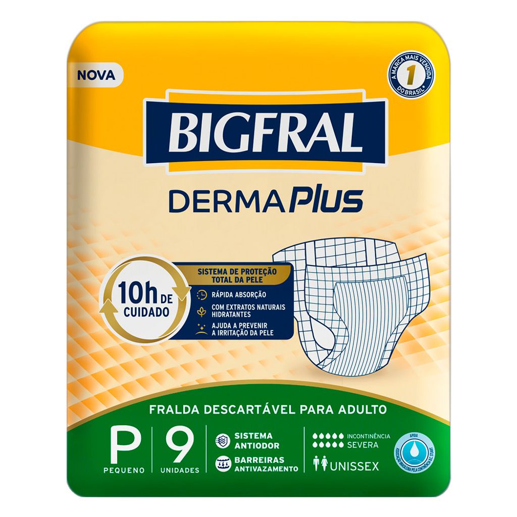 Fralda Bigfral Derma Plus P 9 Unidades em Oferta na Shopee