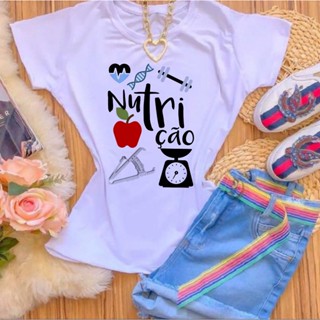 T-SHIRTS POLIÉSTER BRANCO NUTRIÇÃO BALANÇA MAÇA