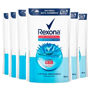 Kit Sabonete Líquido Rexona Refil Antibacterial Limpeza Profunda 200ml 6 Unidades