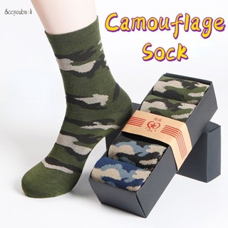 Homens De Outono Inverno Camuflagem Casual Suave Confortável Meias De Algodão De Tubo Médio Grosso De Alta Qualidade Quentes Respiráveis