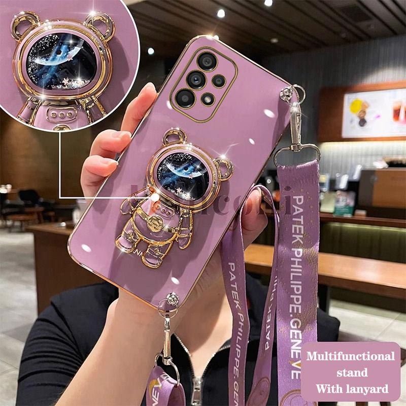 Capa Para Telefone De Revestimento De Cordão Samsung Galaxy A53 A54 A52 A52S A54 A73 A51 A72 A32 A33 A34 Astronauta De