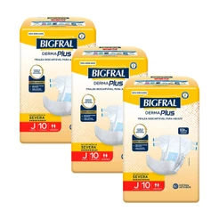 Kit 3 Fraldas Geriátricas Bigfral Derma Plus Juvenil com 10un cada
