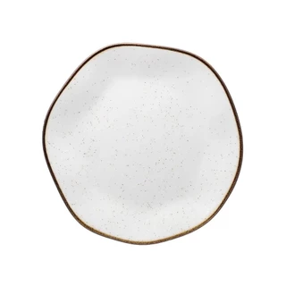 1 Prato Sobremesa Ryo Maresia 21,5cm Areia Oxford Porcelana Premium Elegante Para Mesa Posta