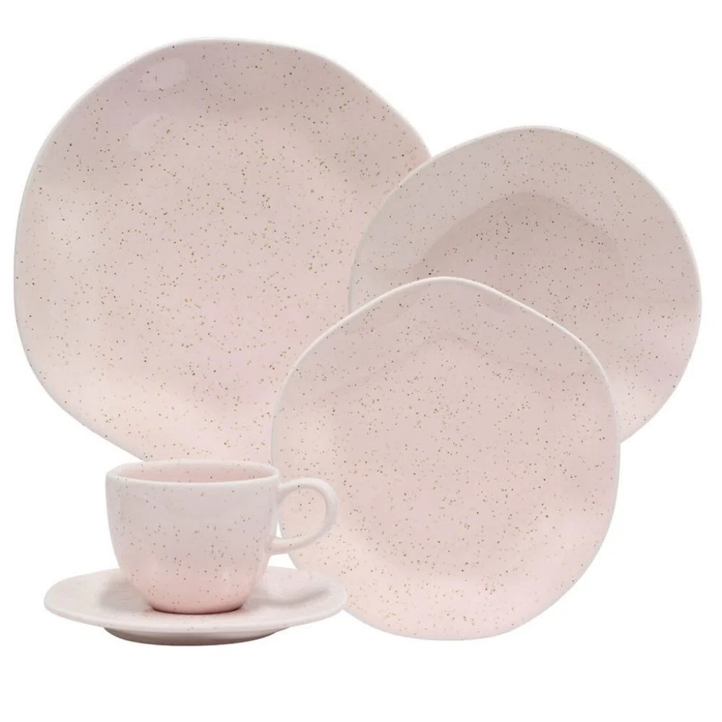 Aparelho De Jantar Ryo Pink Sand 20 Peças Oxford Porcelanas