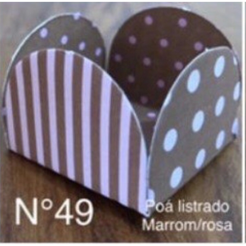50 Forminhas Listras Poá Marrom/Rosa Para Doces 4 Pétalas 3,3X3,3X2,2  10.41 (Nc Toys Simples) - Home & Living