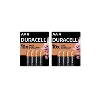 Kit Pilhas Duracell AA Pequena Com 8 Un + AA Pequena com 4Un