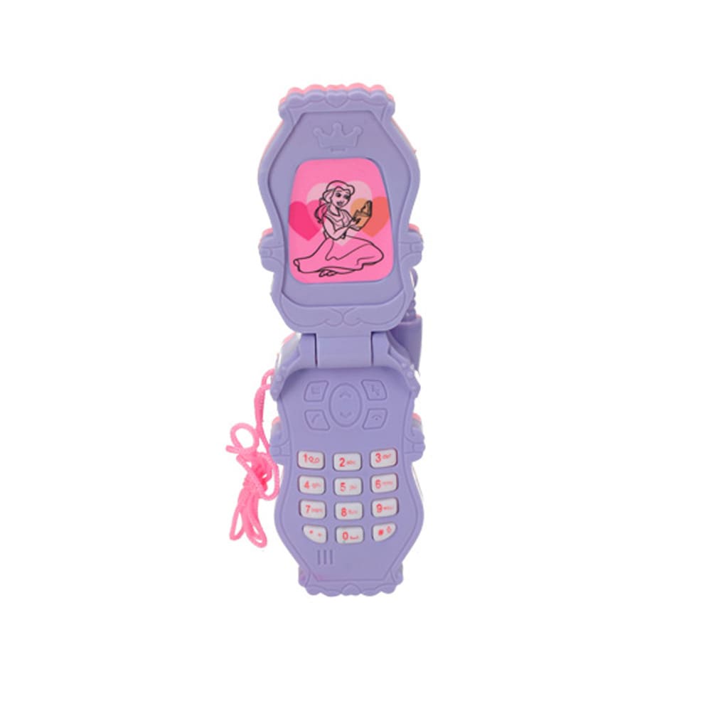 Celular de Brinquedo Smartphone Flip Princesas Rosa Luz Som