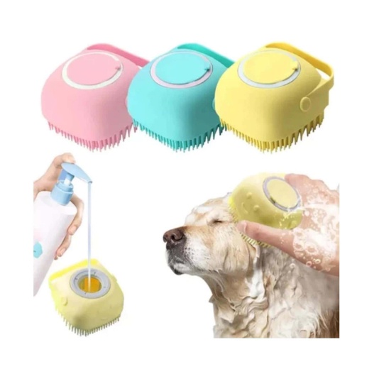 Kit De 2 Esponja De Silicone Para Banho Com Dispenser Shampoo Sabonete Escova Pet Criança Adulto Cor Aleatória