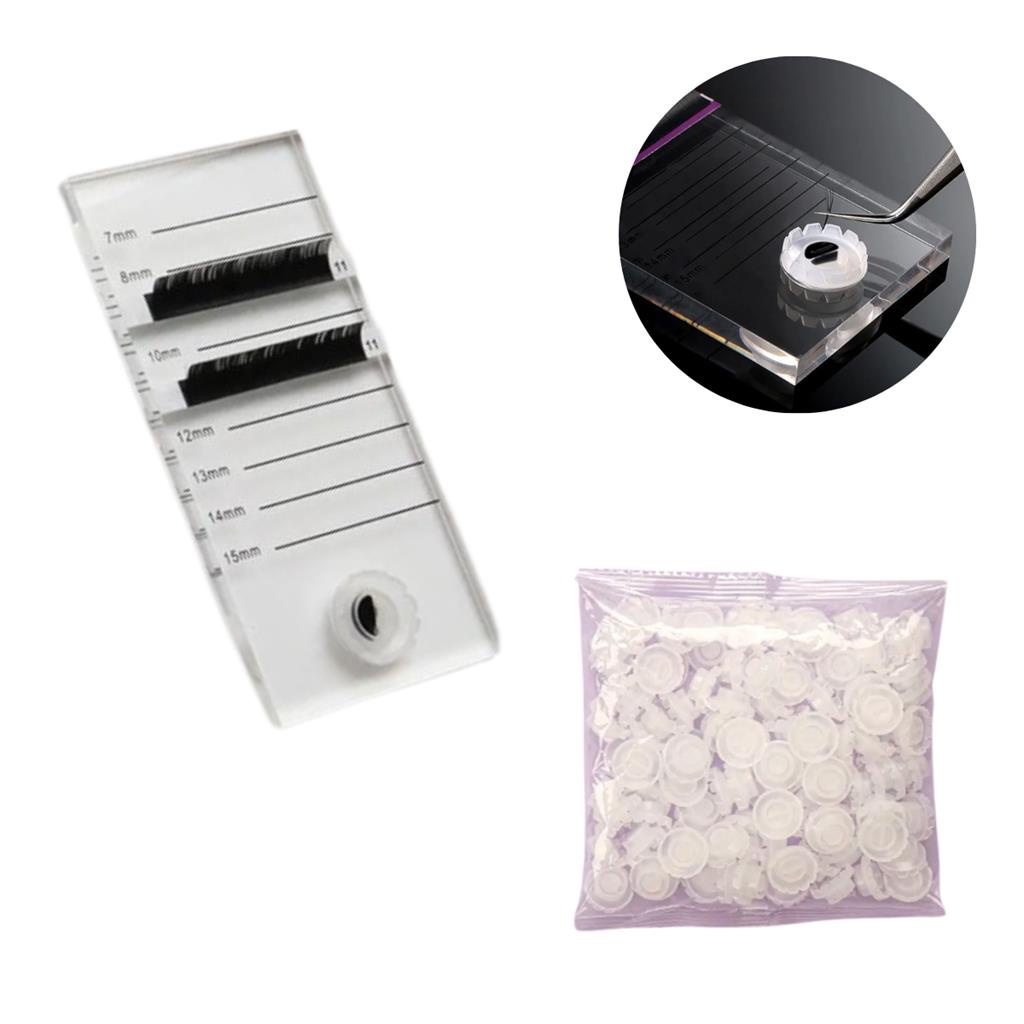 1 Suporte Placa Acrilica Cilios Cola + 100 Batoque Flor Fans