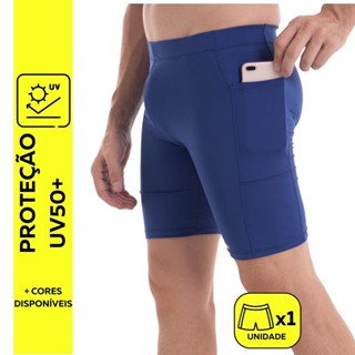 Bermuda com Bolso Unissex Térmica Segunda Pele Proteção UV50+ Fitness Academia Snugg