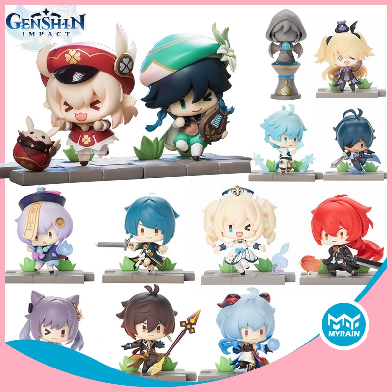 Genshin Impacto Série Tema Figura de Ação KLEE DILUC FISCHL CUIDADO Figura Boneca Bolo Top para o Natal Brinquedos Para