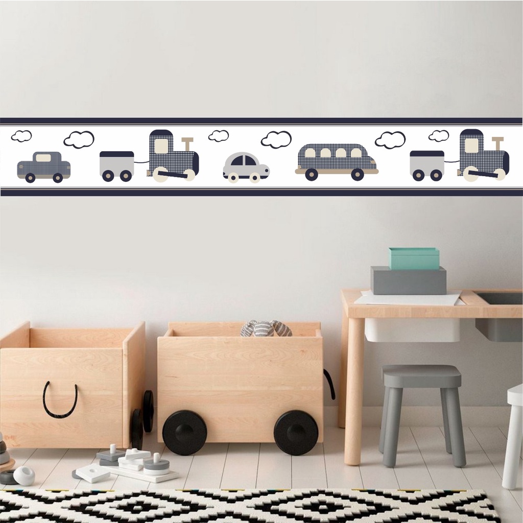 Faixa Adesiva Decorativa Carros - Papel de Parede Infantil - Adesivo de Parede Infantil Quarto de Menino