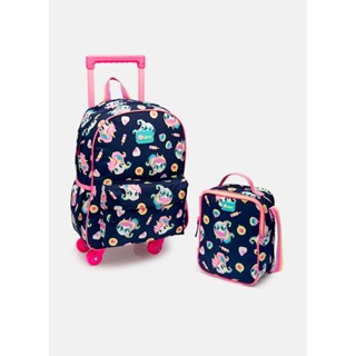 Kit Mochila Escolar com Rodinha e Lancheira Unicórnio Kawaii - Puket