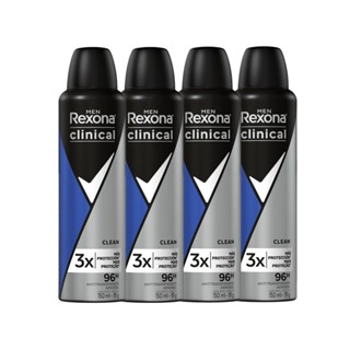 Kit Desodorante Antitranspirante Aerosol Rexona Clinical Clean Men 91g - 4 Unidades
