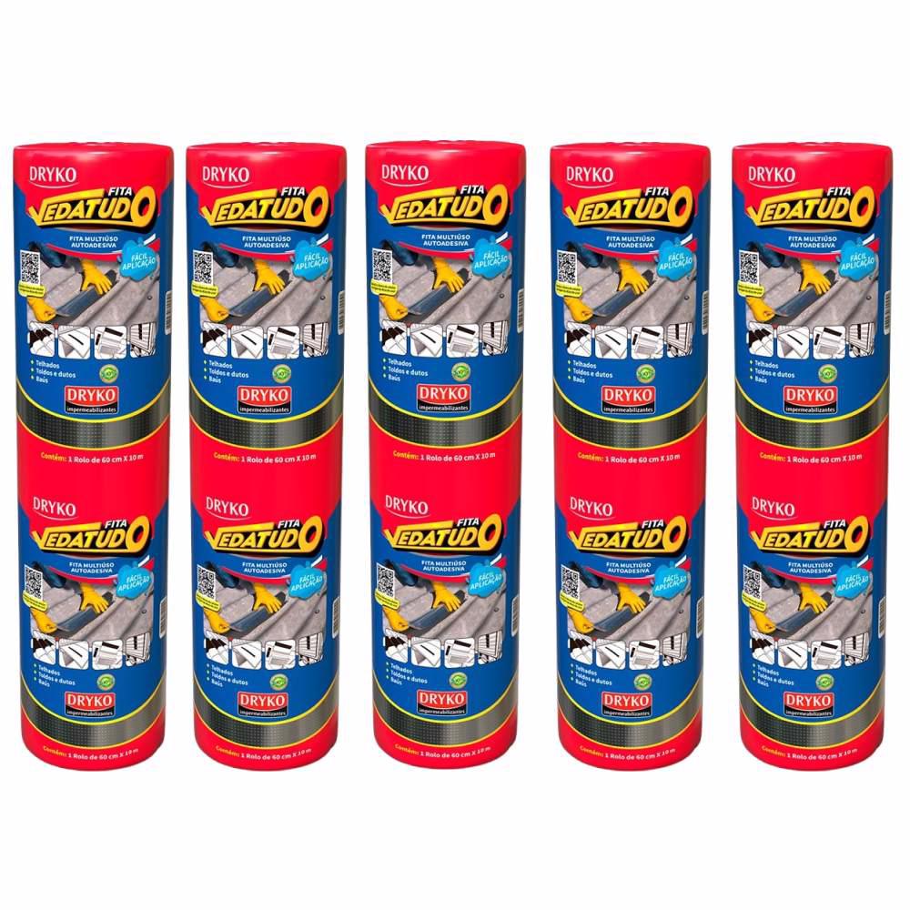 Fita Autoadesiva Asfáltica Vedatudo 60 cm x 10 m 5 Unidades DRYKO em Oferta na Shopee