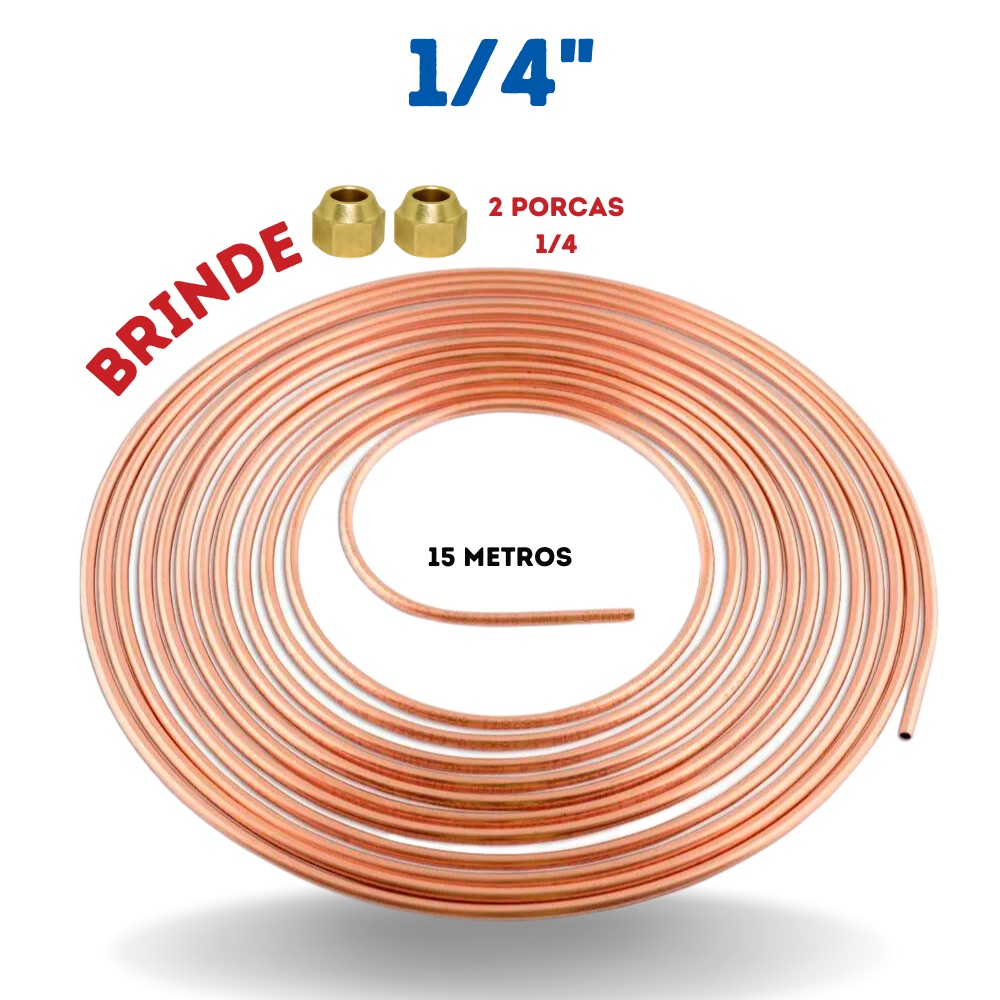 Tubo De Cobre Flexível 1/4 6,35mm Panqueca C/15 Metros em Oferta na Shopee