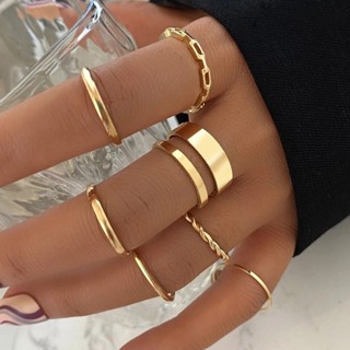 7PCs Anel De Metal Europeu E Americano Knuckle Ring Criativo Conjunto De Simples Ins Style