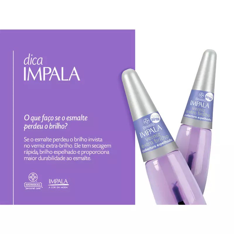 Esmalte Verniz Extra Brilho Impala - Base para Unhas - 7,5ml — imagem 2 de 2