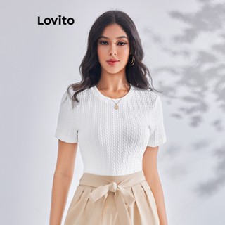 Lovito Camiseta Casual Básica para Mulheres LBE03047 (Alperce)